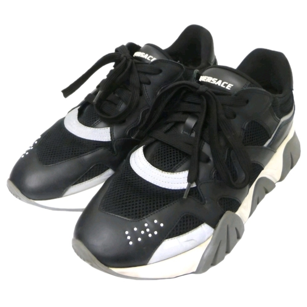 VERSACE Squalo (Unisex) Black Chunky Low Top Sneakers US Men's Size 7 Wmns Sz 9